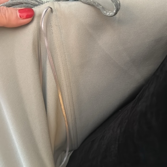 NWT Dress the Population Dream Metallic Tiered Midi Dress Dove Gray XXL 14 16 🪩 - Picture 9 of 15